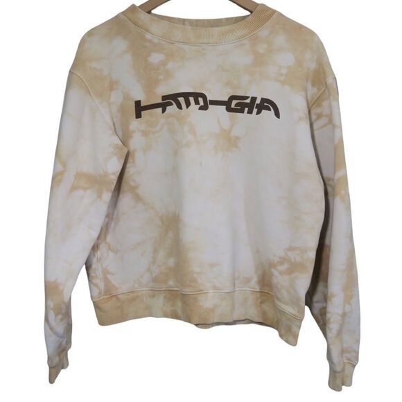 I.AM.GIA‎ Beige Tie Dye Sweater Crewneck Pullover Long Sleeve Lounge Comfy - Picture 1 of 9